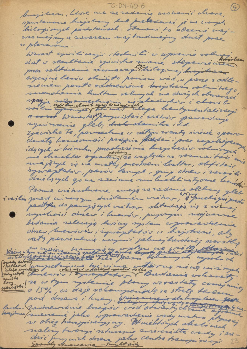 fragmenty brudnopisów konspektów oraz program wykładów na Wydziale Architektury Politechniki Warszawskiej z planowania zieleni w osiedlach i w krajobrazie , skan 23