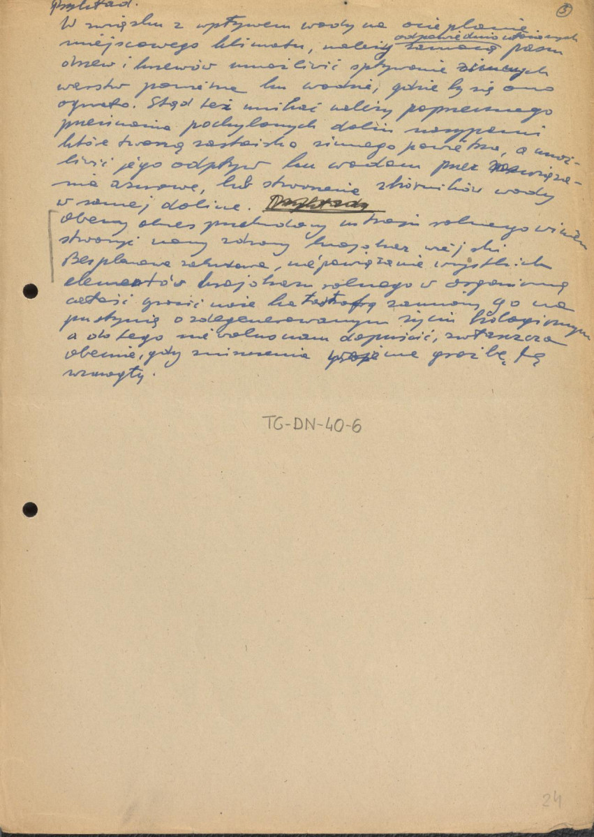 fragmenty brudnopisów konspektów oraz program wykładów na Wydziale Architektury Politechniki Warszawskiej z planowania zieleni w osiedlach i w krajobrazie , skan 24