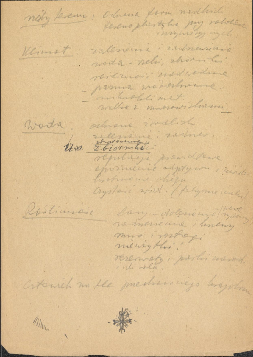 fragmenty brudnopisów konspektów oraz program wykładów na Wydziale Architektury Politechniki Warszawskiej z planowania zieleni w osiedlach i w krajobrazie , skan 28