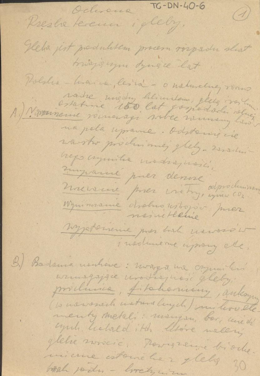 fragmenty brudnopisów konspektów oraz program wykładów na Wydziale Architektury Politechniki Warszawskiej z planowania zieleni w osiedlach i w krajobrazie , skan 30
