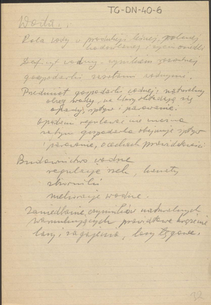 fragmenty brudnopisów konspektów oraz program wykładów na Wydziale Architektury Politechniki Warszawskiej z planowania zieleni w osiedlach i w krajobrazie , skan 32