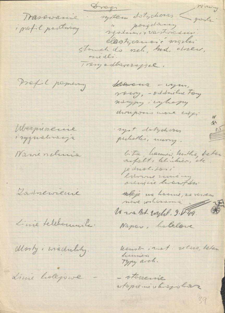 fragmenty brudnopisów konspektów oraz program wykładów na Wydziale Architektury Politechniki Warszawskiej z planowania zieleni w osiedlach i w krajobrazie , skan 41