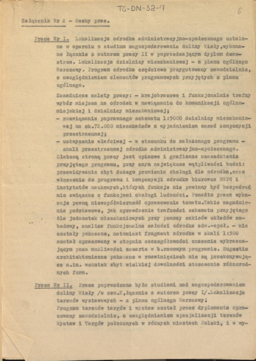 Protokół z posiedzenia z dnia 22 sierpnia 1963 r. Komisji Nagród Towarzystwa Urbanistów Polskich wraz z załącznikami, skan 6