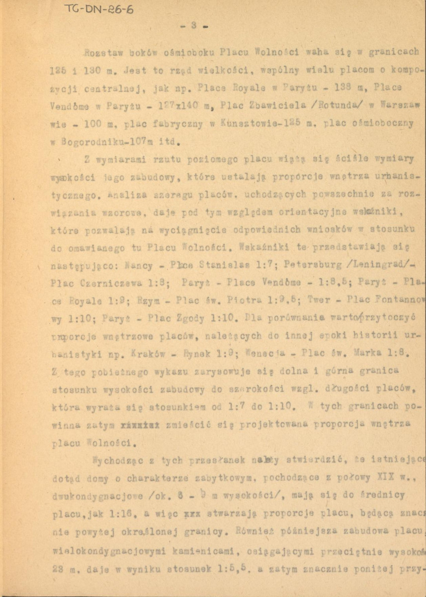 Koreferat do projektu regulacji architektonicznej Placu Wolności w Łodzi. Autorzy projektu -  inż. Józef Korski i inż. Witold Korski, skan 3
