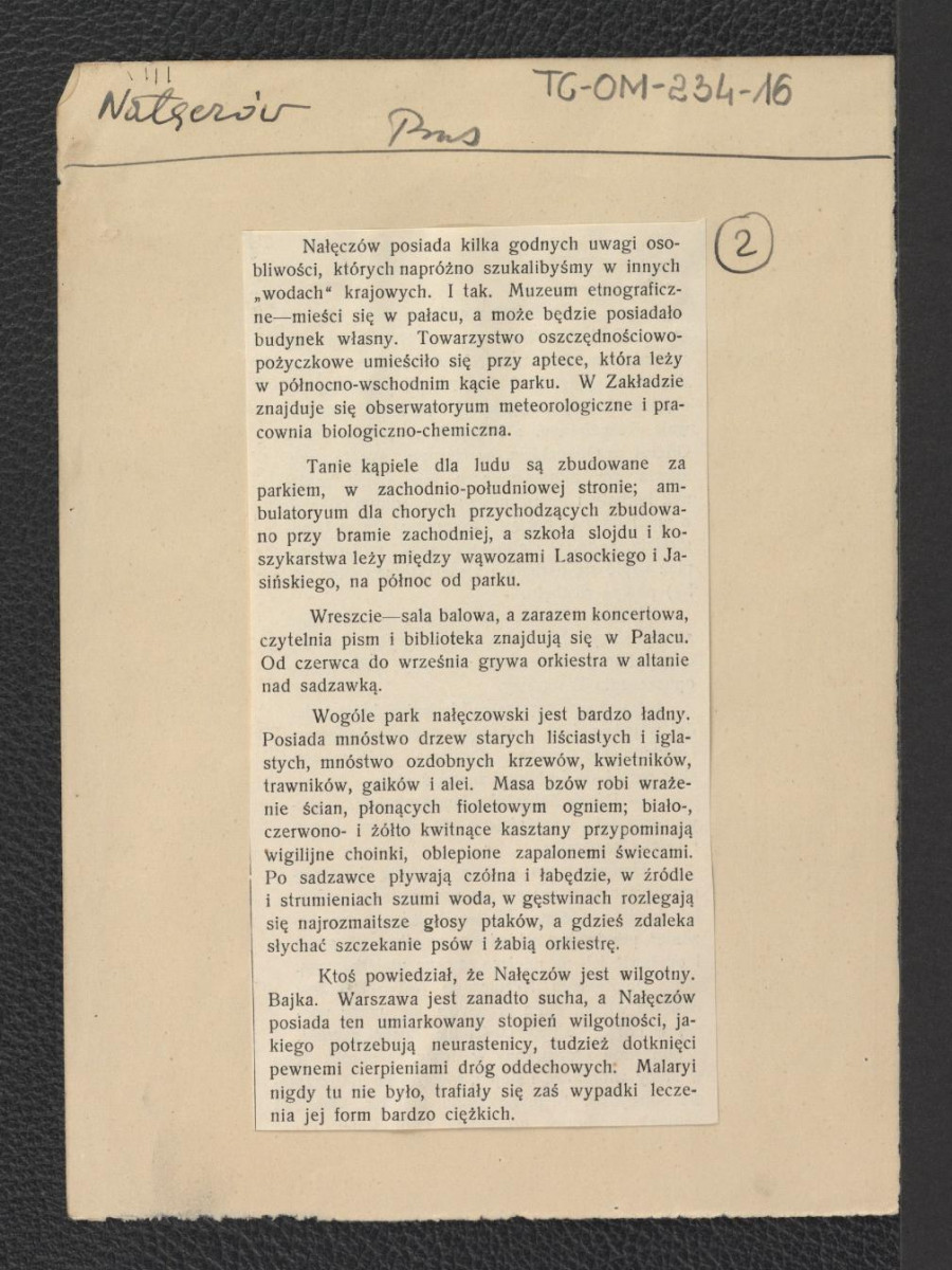 wycinki z „Tygodnika Ilustrowanego” nr 22/1905 zawierające opis uzdrowiska sporządzony prawdopodobnie przez Bolesława Prusa, skan 4