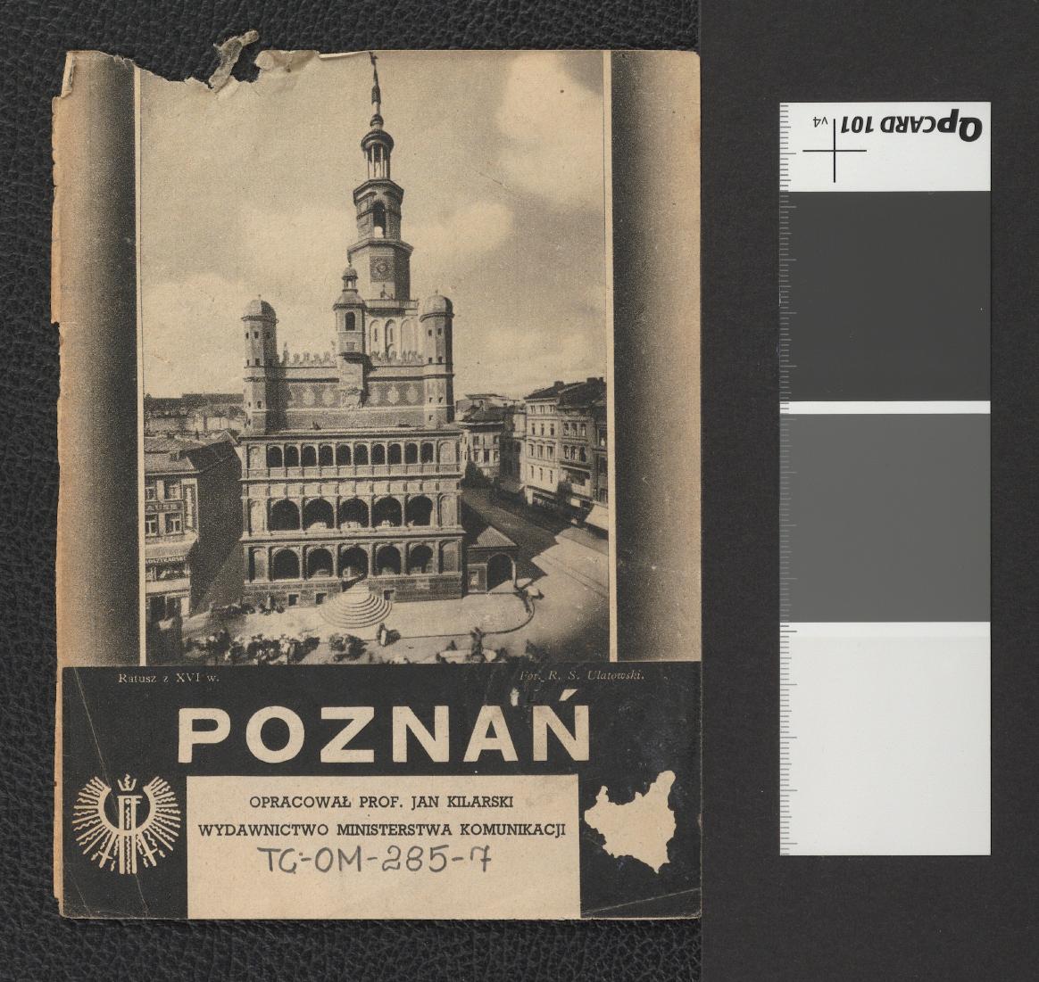 fragment broszury „Poznań” opracowanej przez Jana Kilarskiego dla Wydawnictwa Ministerstwa Komunikacji; wydana przed 1939 rokiem; zawiera dwubarwne reprodukcje fotografii autorstwa Romana Stefana Ulatowskiego i Henryka Poddębskiego), skan 1