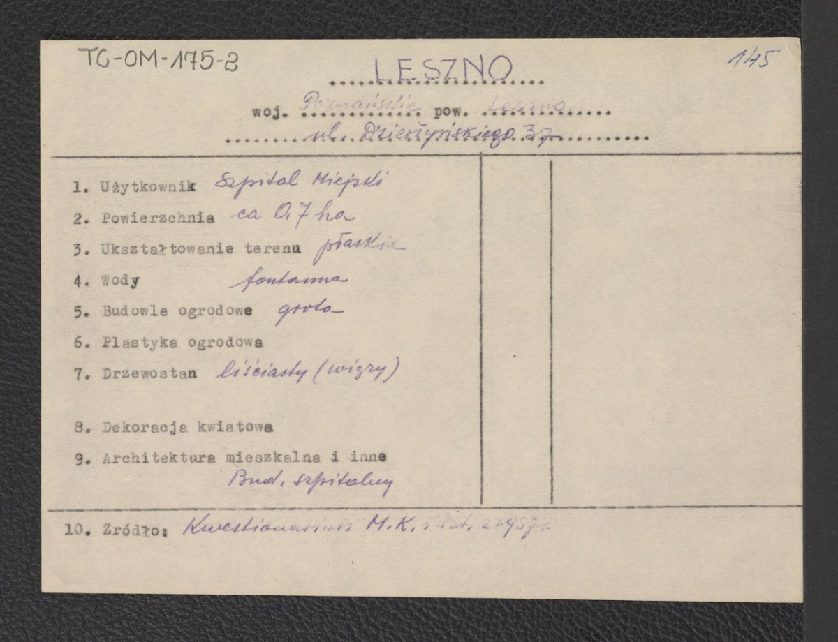 wypis z Kwestionariusza Ministerstwa Kultury i Sztuki z 1957 r., skan 1
