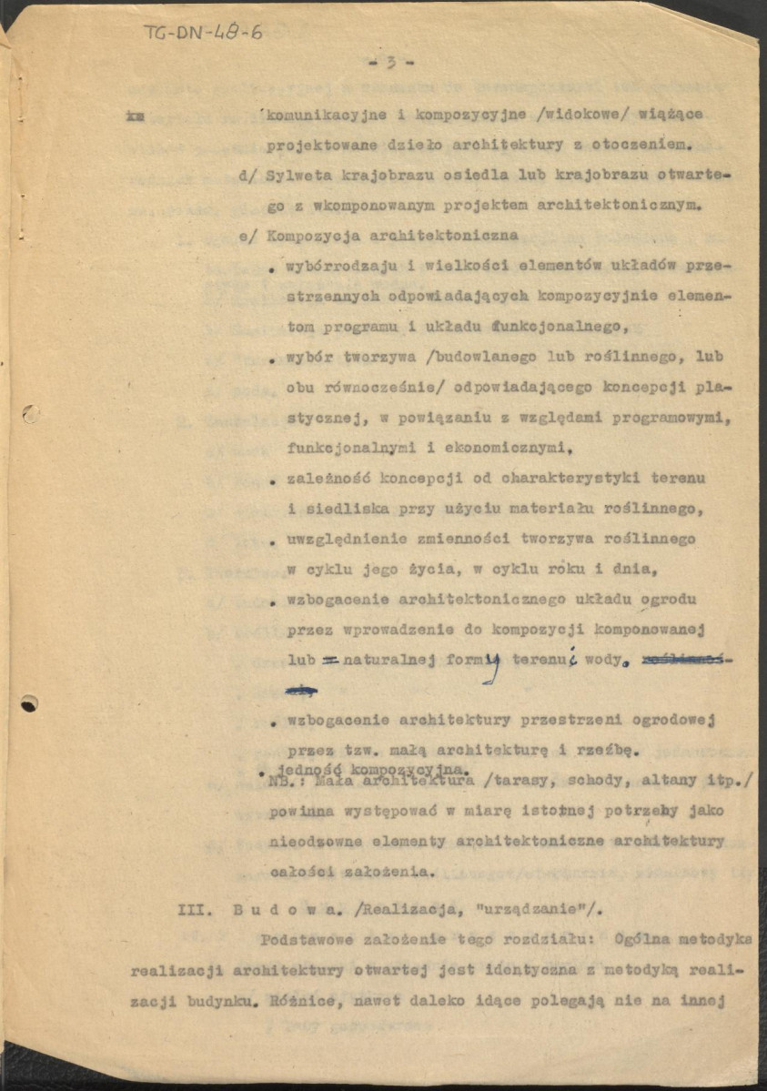 plan z dnia 15 lipca 1958 r. "Encyklopedii architektury otwartej (architektury ogrodów?)" - skryptu dla studentów architektury, skan 3