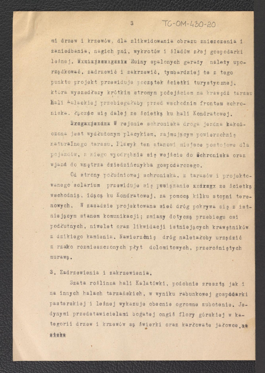 „Studium Naukowe do projektu ukształtowania otoczenia krajobrazowego oraz aneksu gospodarczego przy schronisku na Kalatówkach" z dnia 4 kwietnia 1956 roku, skan 3