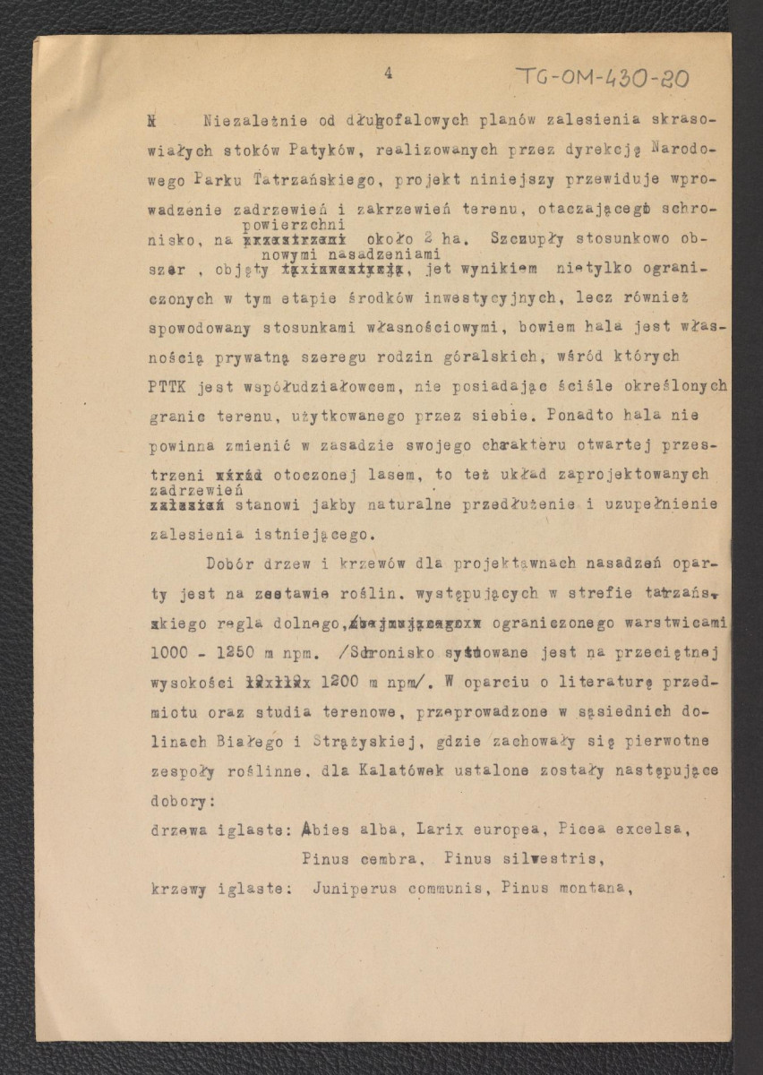 „Studium Naukowe do projektu ukształtowania otoczenia krajobrazowego oraz aneksu gospodarczego przy schronisku na Kalatówkach" z dnia 4 kwietnia 1956 roku, skan 4