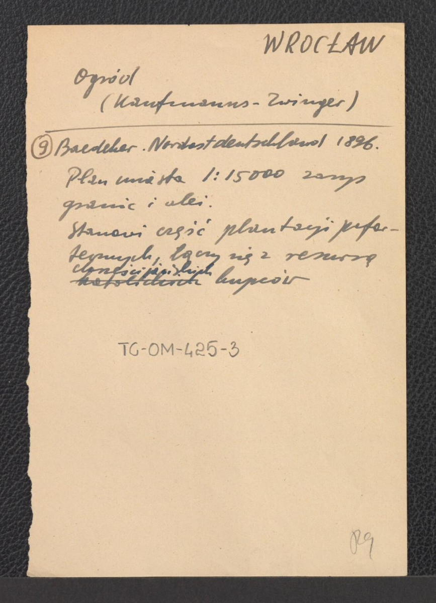 wypis z Baedeker, Nordesdeutschland (1896) wzmiankujący plan miasta w skali 1:15000, skan 1