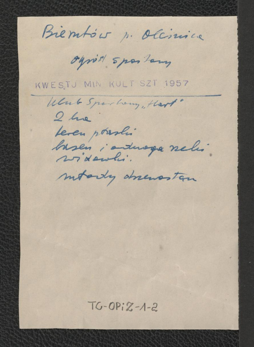 wypis z kwestionariusza Ministerstwa Kultury i Sztuki z 1957 roku , skan 1