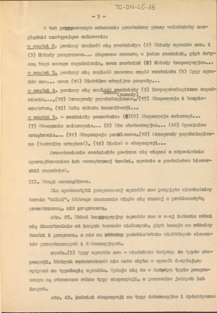 recenzja z dnia 10 października 1960 r. rozprawy doktorskiej Tadeusza Zipsera pt. "Zasady ekspozycji w nowoczesnym ogrodzie zoologicznym" oraz list (podziękowanie) Tadeusza Zipsera dla Gerarda Ciołka z dnia 22 listopada 1960 r., skan 3
