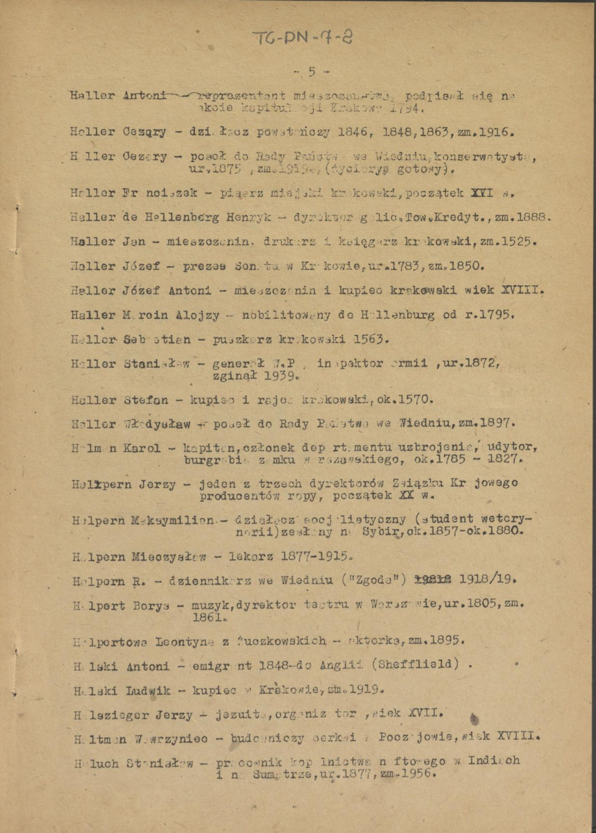 pismo z dnia 1 lutego 1958 r. redaktora naczelnego Polskiego Słownika Biograficznego profesora Kazimierza Lepszego w sprawie haseł na literę H do X tomu wraz z wykazem nazwisk osób przewidzianych do zamieszczenia ich biogramów w przewidzianym wydawnictwie, skan 5