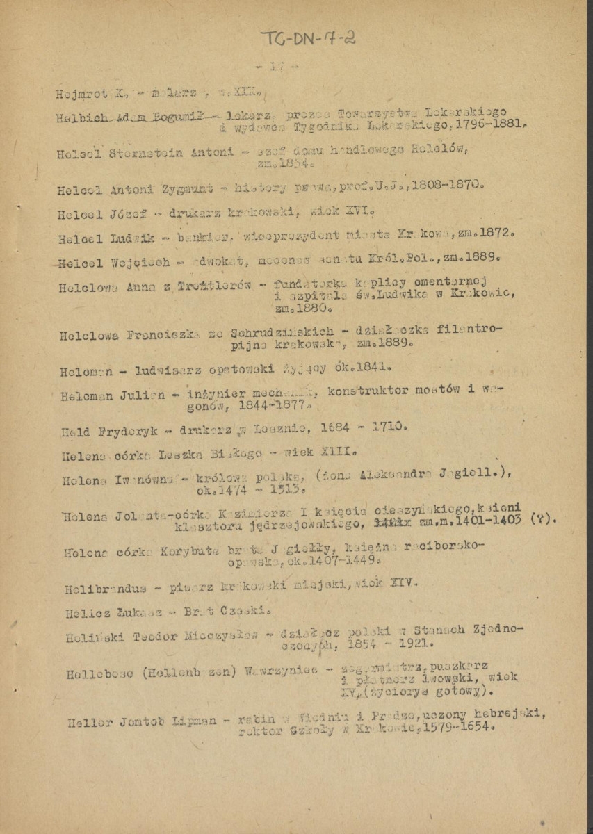 pismo z dnia 1 lutego 1958 r. redaktora naczelnego Polskiego Słownika Biograficznego profesora Kazimierza Lepszego w sprawie haseł na literę H do X tomu wraz z wykazem nazwisk osób przewidzianych do zamieszczenia ich biogramów w przewidzianym wydawnictwie, skan 17