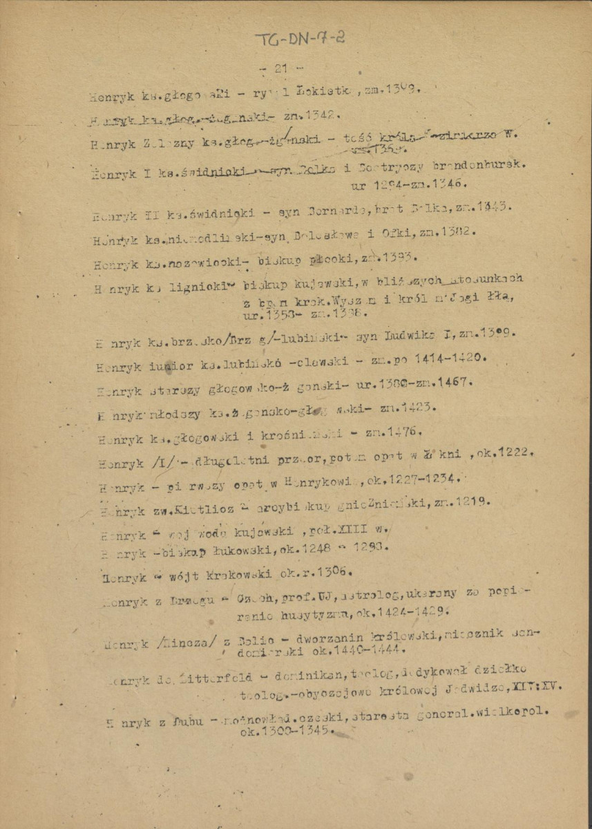 pismo z dnia 1 lutego 1958 r. redaktora naczelnego Polskiego Słownika Biograficznego profesora Kazimierza Lepszego w sprawie haseł na literę H do X tomu wraz z wykazem nazwisk osób przewidzianych do zamieszczenia ich biogramów w przewidzianym wydawnictwie, skan 21