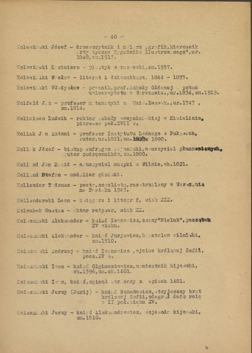 pismo z dnia 1 lutego 1958 r. redaktora naczelnego Polskiego Słownika Biograficznego profesora Kazimierza Lepszego w sprawie haseł na literę H do X tomu wraz z wykazem nazwisk osób przewidzianych do zamieszczenia ich biogramów w przewidzianym wydawnictwie, skan 39