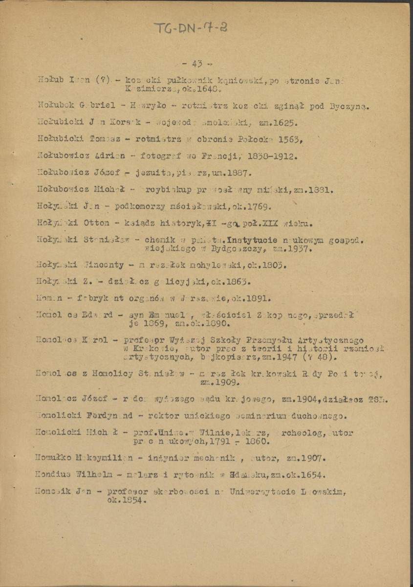 pismo z dnia 1 lutego 1958 r. redaktora naczelnego Polskiego Słownika Biograficznego profesora Kazimierza Lepszego w sprawie haseł na literę H do X tomu wraz z wykazem nazwisk osób przewidzianych do zamieszczenia ich biogramów w przewidzianym wydawnictwie, skan 42