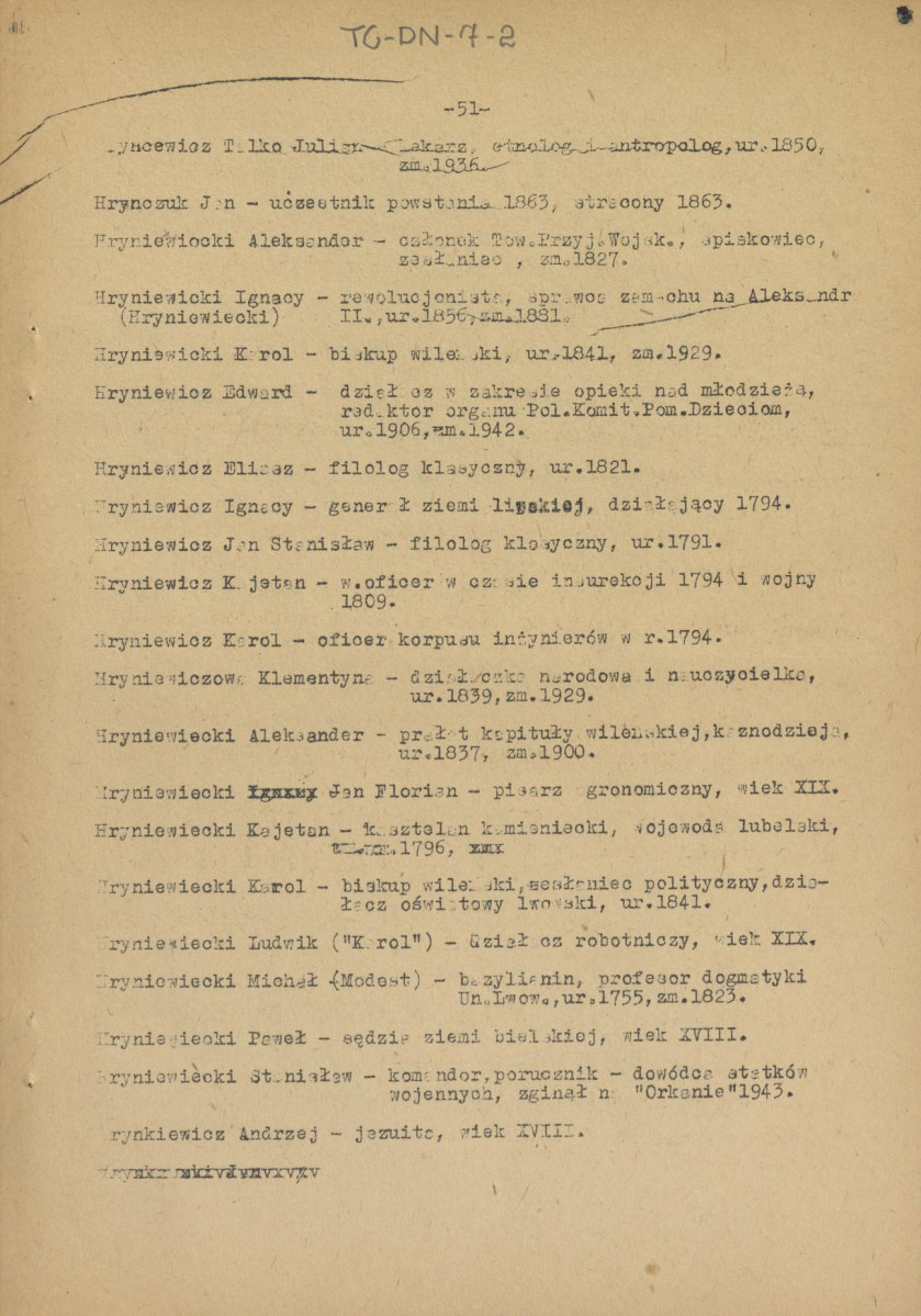 pismo z dnia 1 lutego 1958 r. redaktora naczelnego Polskiego Słownika Biograficznego profesora Kazimierza Lepszego w sprawie haseł na literę H do X tomu wraz z wykazem nazwisk osób przewidzianych do zamieszczenia ich biogramów w przewidzianym wydawnictwie, skan 50