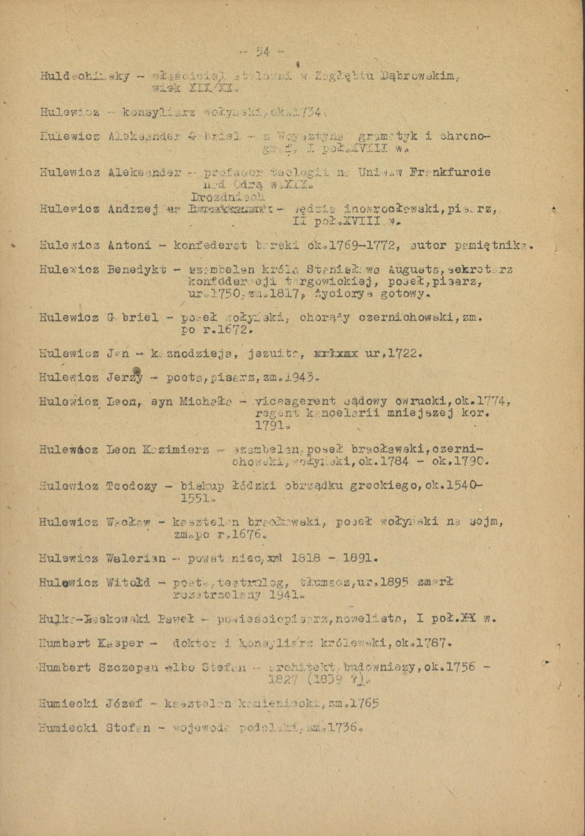 pismo z dnia 1 lutego 1958 r. redaktora naczelnego Polskiego Słownika Biograficznego profesora Kazimierza Lepszego w sprawie haseł na literę H do X tomu wraz z wykazem nazwisk osób przewidzianych do zamieszczenia ich biogramów w przewidzianym wydawnictwie, skan 53