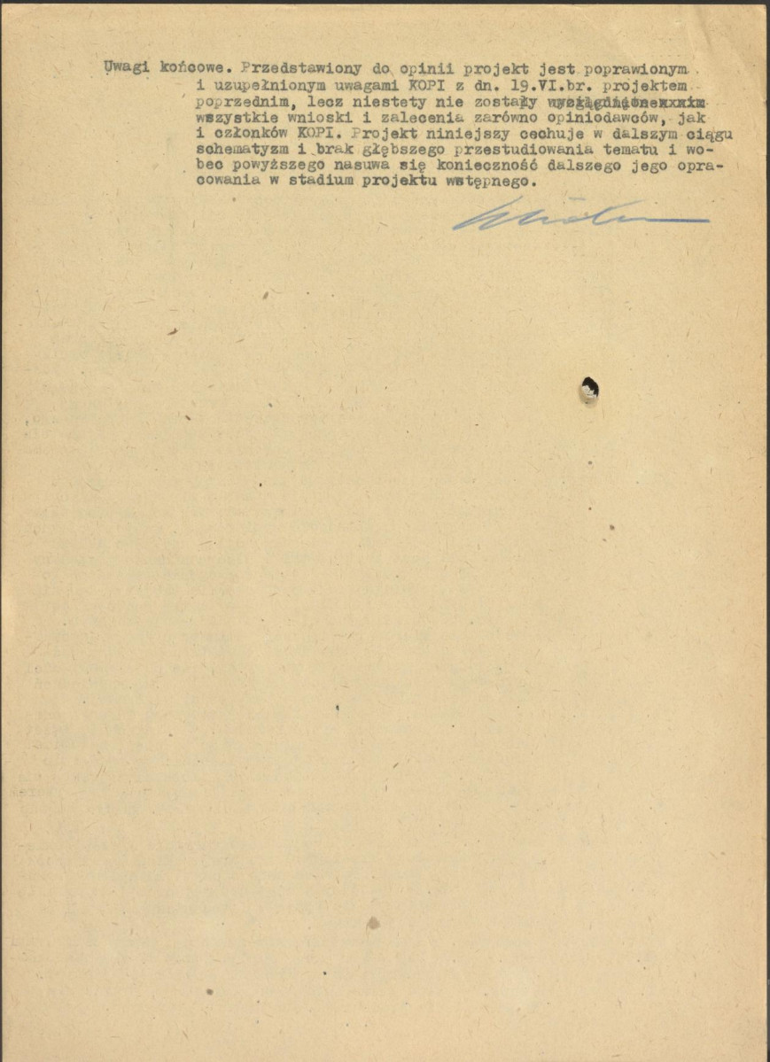 Opinia z dnia 28 stycznia 1953 r. o projekcie szkicowym schroniska turystycznego na Lubaniu, skan 6
