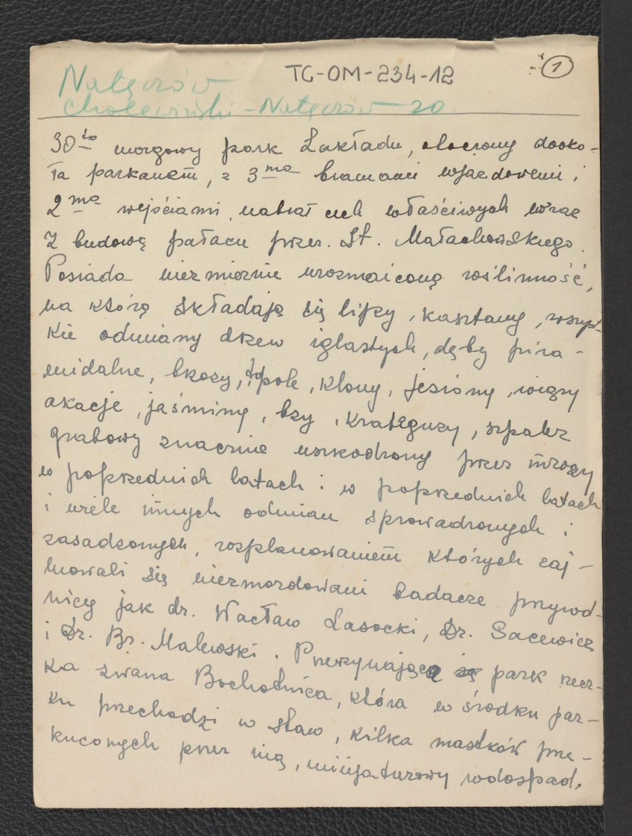 wypis z Chlewiński, Nałęczów, strona 20 zawierający charakterystykę wspomnianej miejscowości, skan 1
