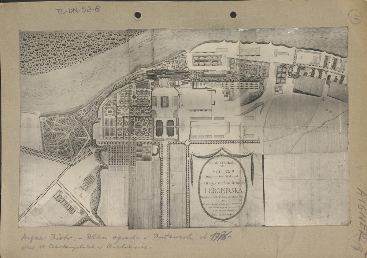 hasło biograficzne - Aigner Chrystian Piotr - plan ogrodu w Puławach z ok. 1776 r. (ze zbiorów Muzeum Książąt Czartoryskich w Krakowie), skan 1