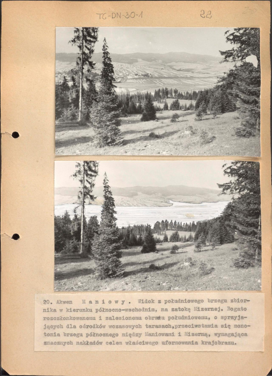 Poszyt zawierający "Zdjęcia fotograficzne porównawcze stanu istniejącego obrzeży oraz zmian spowodowanych utworzeniem zalewów" wykonane przez Gerarda Ciołka, skan 22