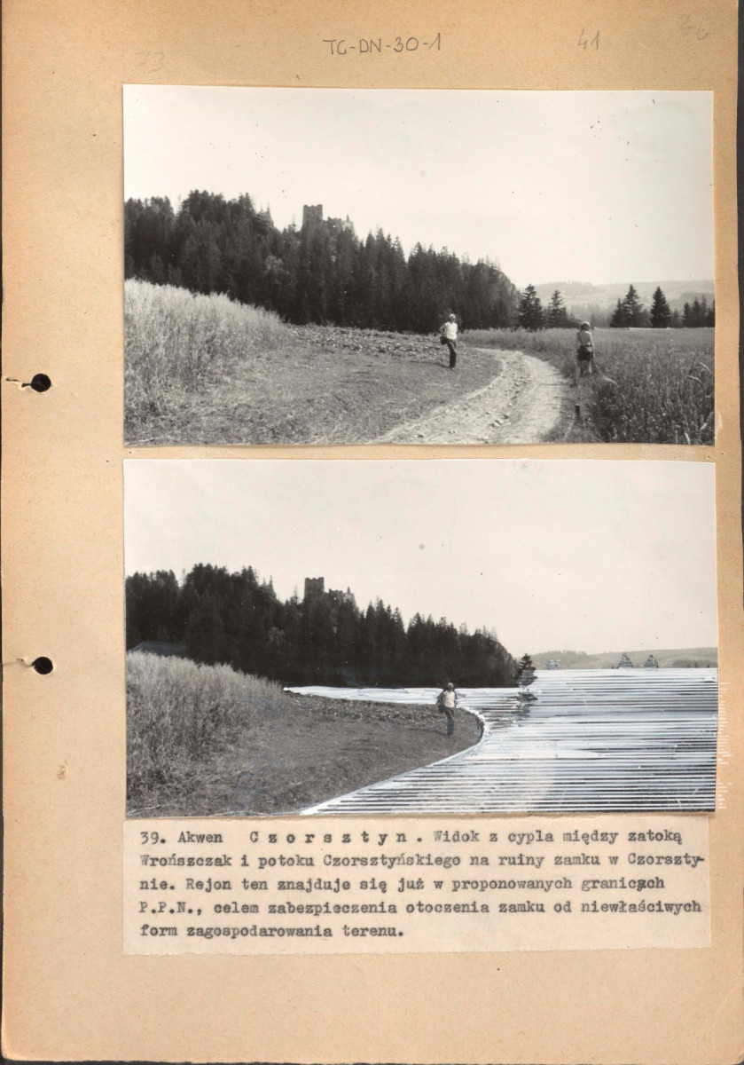 Poszyt zawierający "Zdjęcia fotograficzne porównawcze stanu istniejącego obrzeży oraz zmian spowodowanych utworzeniem zalewów" wykonane przez Gerarda Ciołka, skan 41