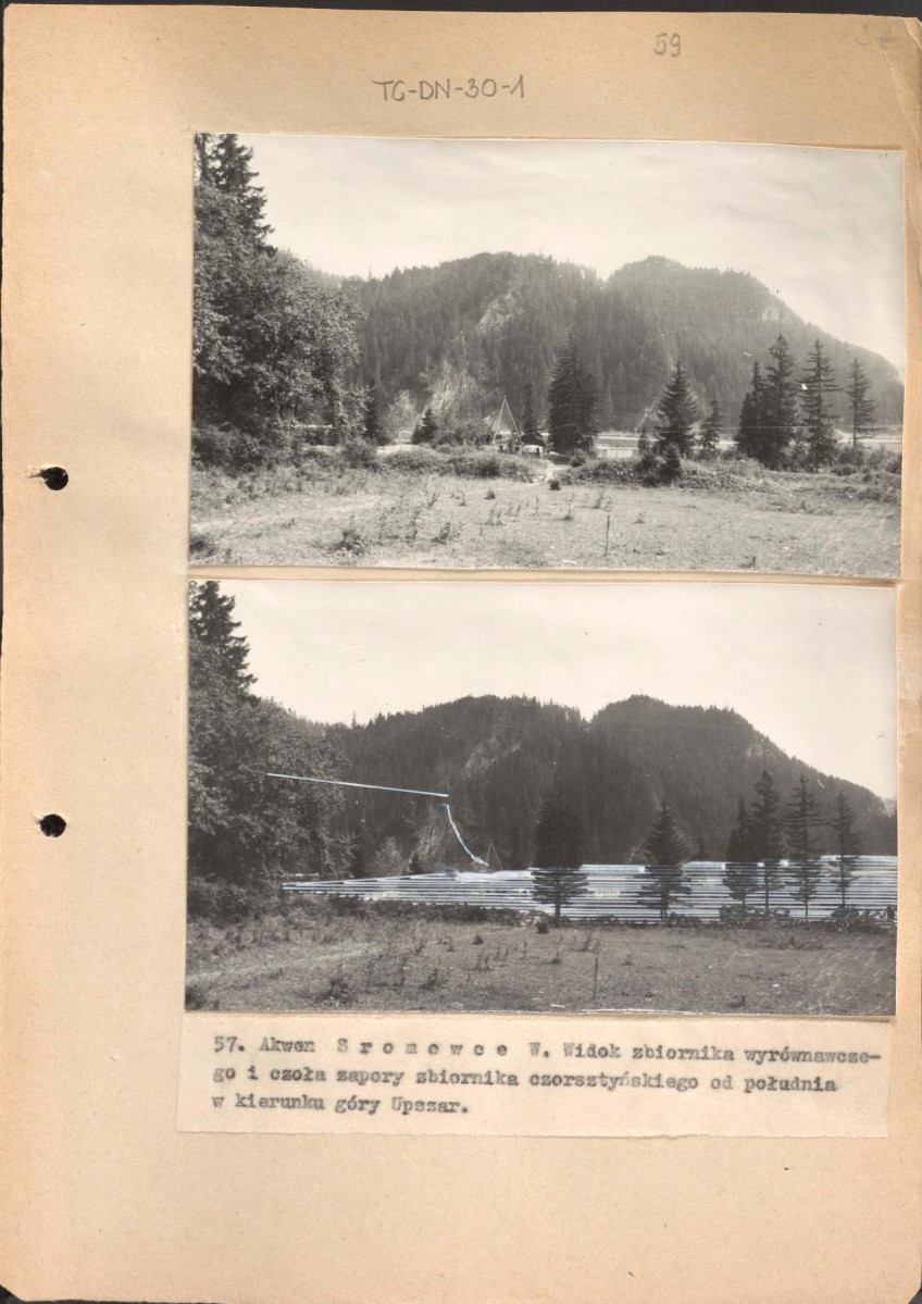 Poszyt zawierający "Zdjęcia fotograficzne porównawcze stanu istniejącego obrzeży oraz zmian spowodowanych utworzeniem zalewów" wykonane przez Gerarda Ciołka, skan 59