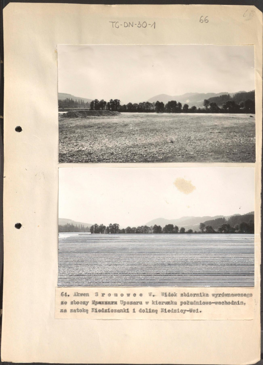 Poszyt zawierający "Zdjęcia fotograficzne porównawcze stanu istniejącego obrzeży oraz zmian spowodowanych utworzeniem zalewów" wykonane przez Gerarda Ciołka, skan 66