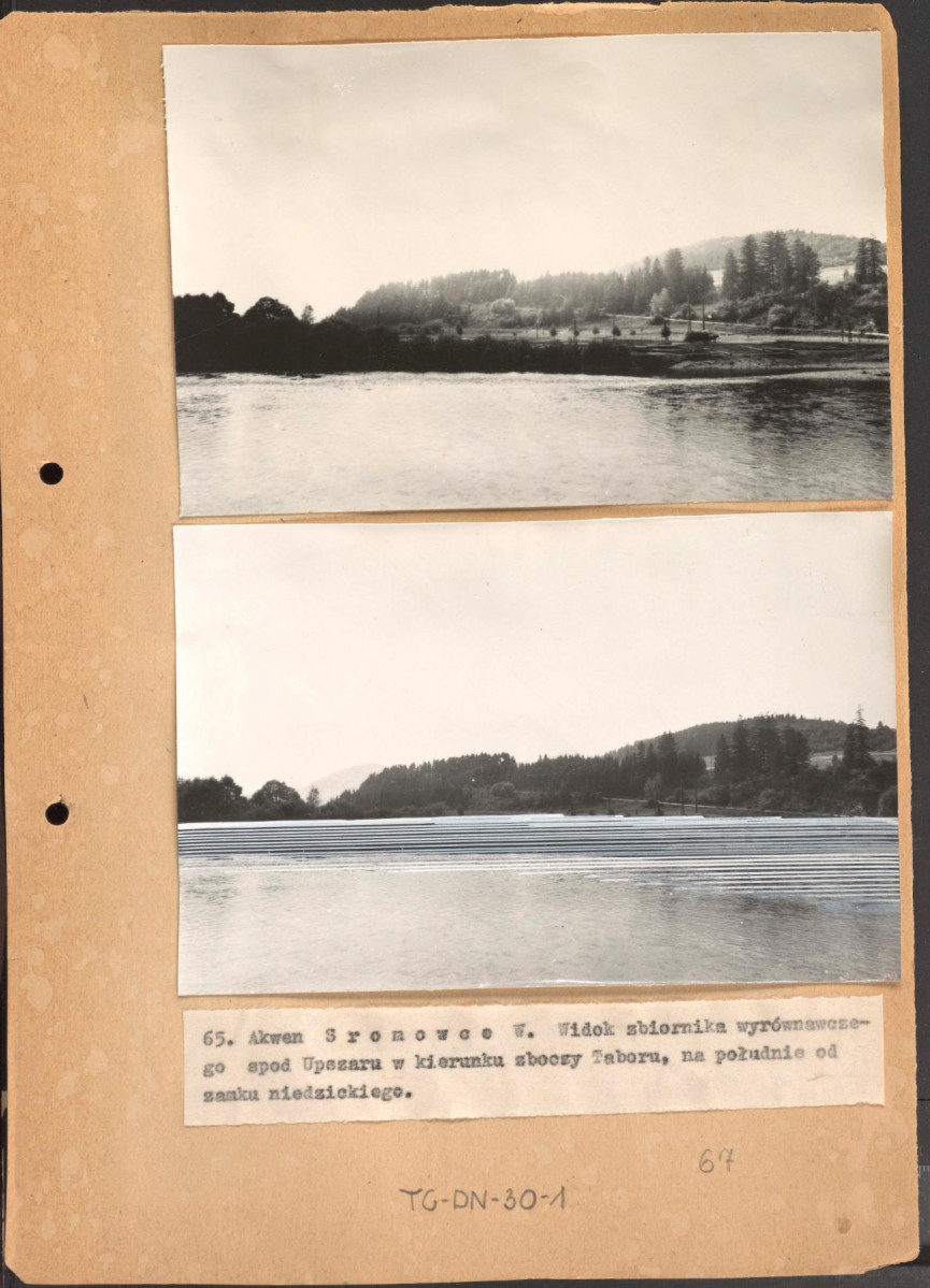 Poszyt zawierający "Zdjęcia fotograficzne porównawcze stanu istniejącego obrzeży oraz zmian spowodowanych utworzeniem zalewów" wykonane przez Gerarda Ciołka, skan 67