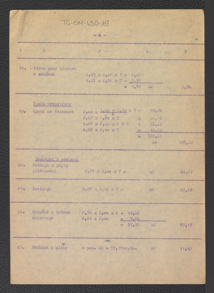 tabela elementów scalonych do kosztorysu na budowę pawilonu campingowego siedmiosegmentowego krytego papą z dnia 6 lipca 1959 roku, skan 14