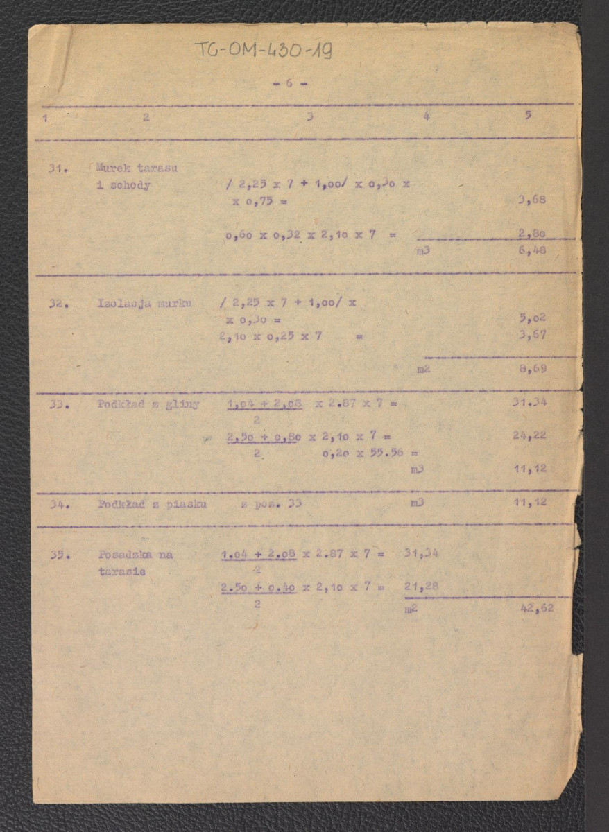 tabela elementów scalonych do kosztorysu na budowę pawilonu campingowego siedmiosegmentowego krytego papą z dnia 6 lipca 1959 roku, skan 16