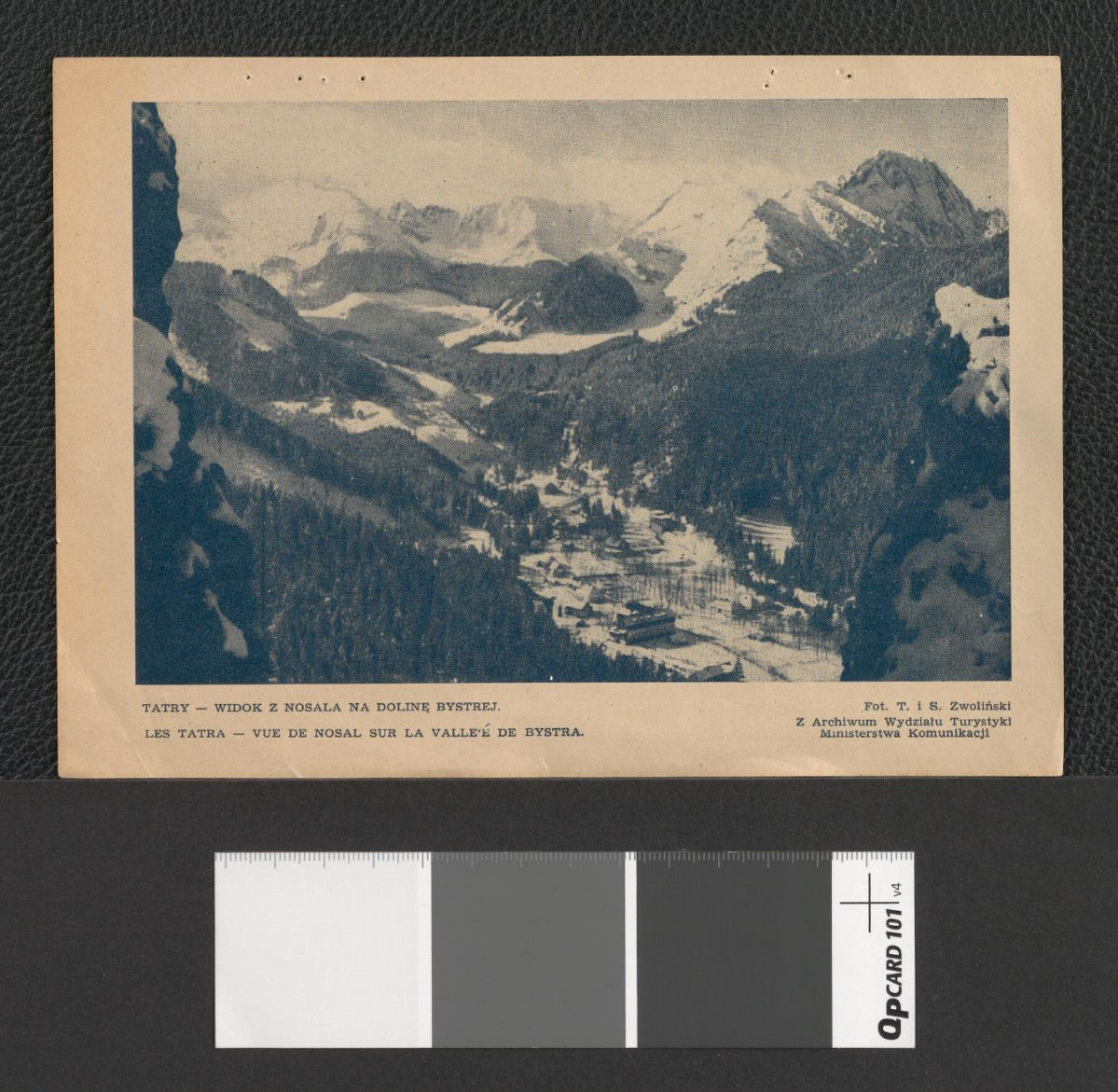 Widok na Giewont z Parku Miejskiego w Zakopanem oraz widok z Nosala na Dolinę Bystrej (wycinek z publikacji tematycznej zawierający dwie dwubarwne reprodukcje fotografii), skan 2