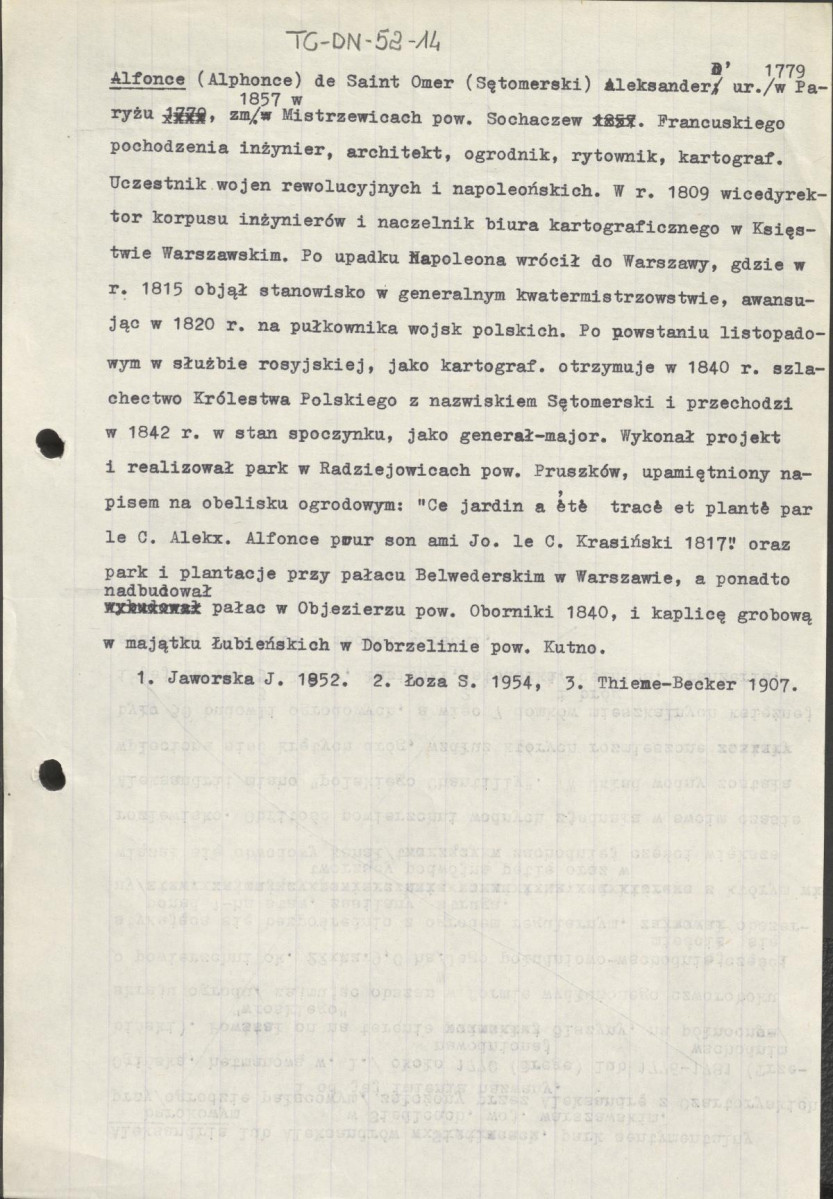 hasło biograficzne - Alfonce Aleksander de Saint Omer h. Sentomerski, skan 1