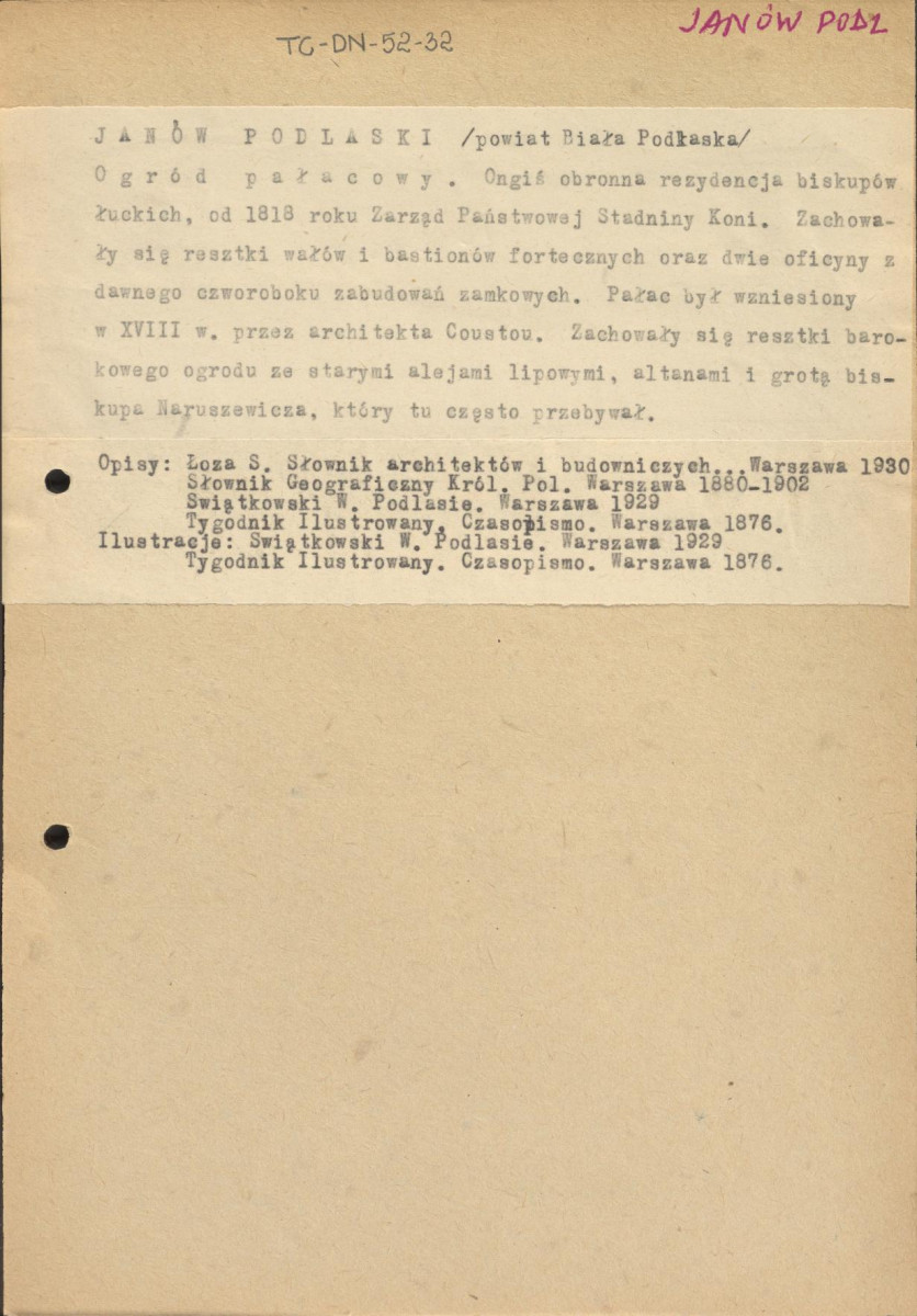 hasło dot. miejscowości - Janów Podlaski, skan 1