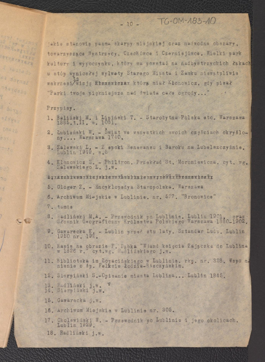 tekst autorstwa G. Ciołka pt. Ogrody Lublina w XIX w., skan 12