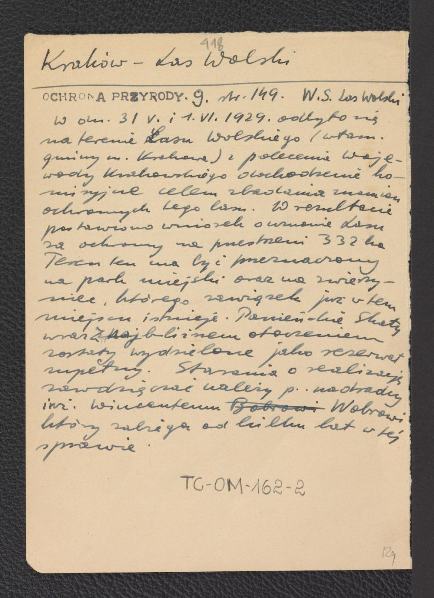 wypis z „Ochrona Przyrody” nr 9, s. 149 zawierający zwięzłą charakterystykę miejscowego parku, skan 1
