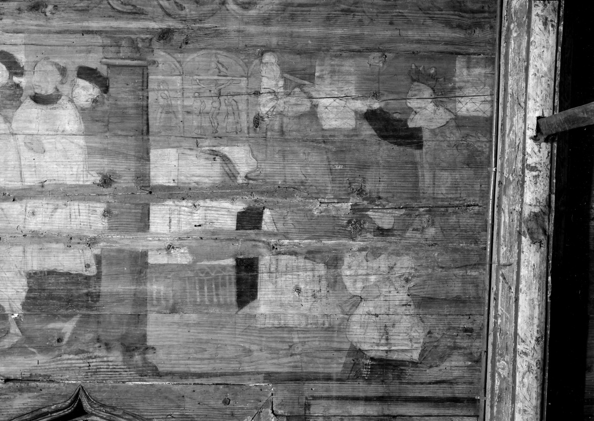 kościół pw. Podwyższenia Krzyża Świętego - wnętrze - prezbiterium - ściana południowa - fragment polichromii, skan 1