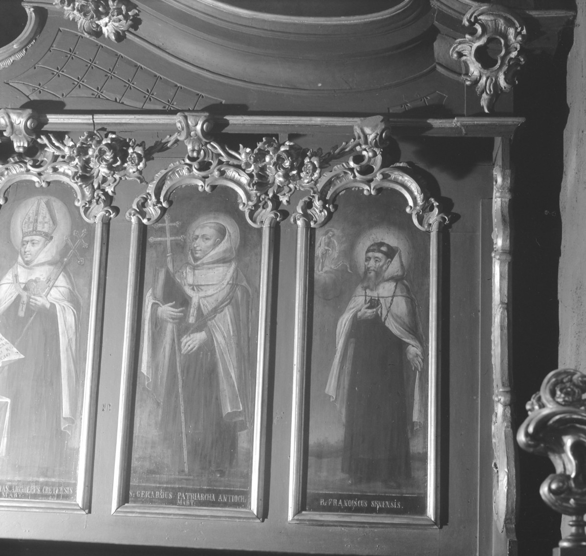 kościół parafialny pw. św.św. Marcina i Mikołaja - stalle, obraz św. Francziszka ze Sieny, skan 1