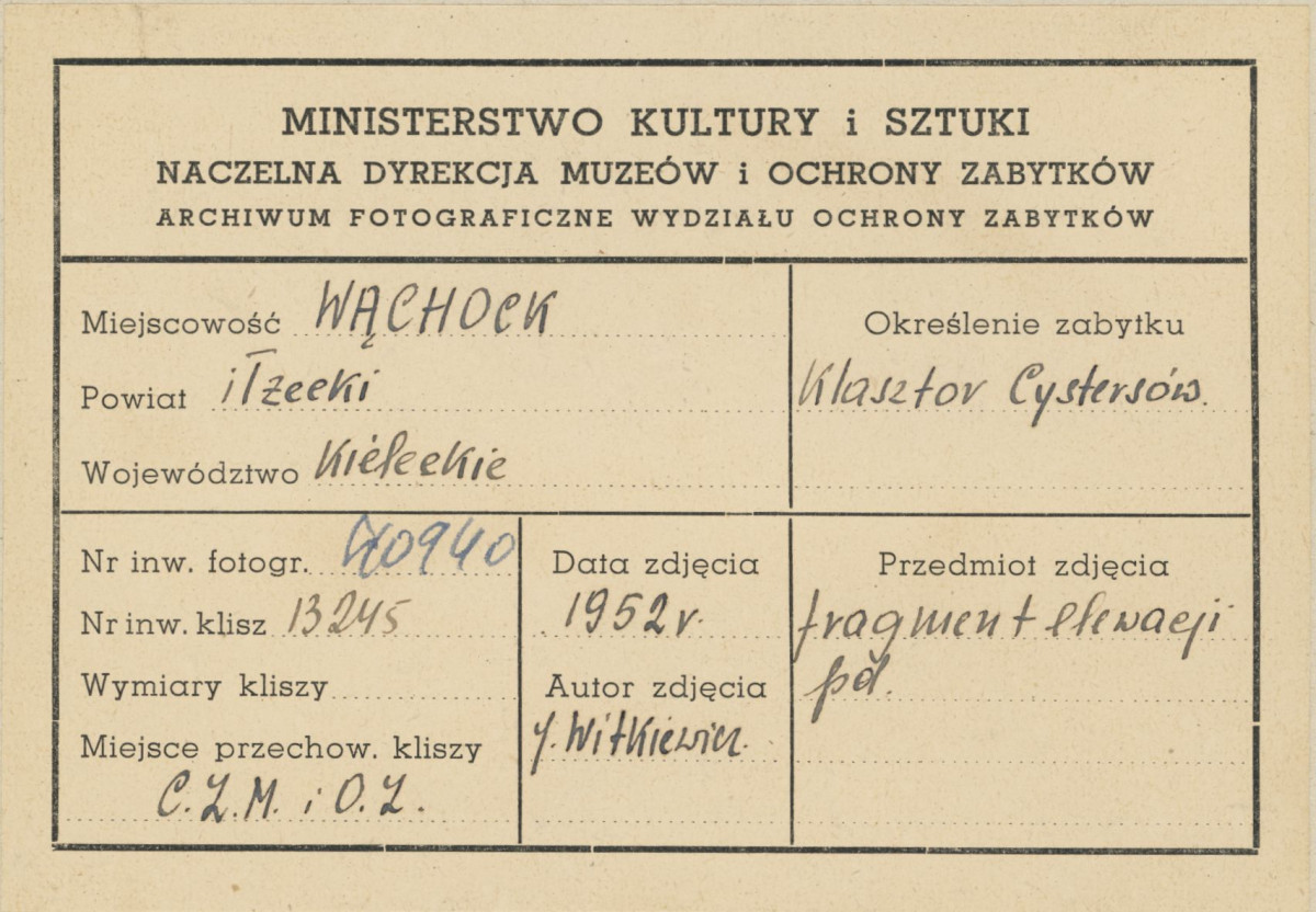 Zespół opactwa Cystersów - fragment płd. elewacji klasztoru - metryczka, skan 1