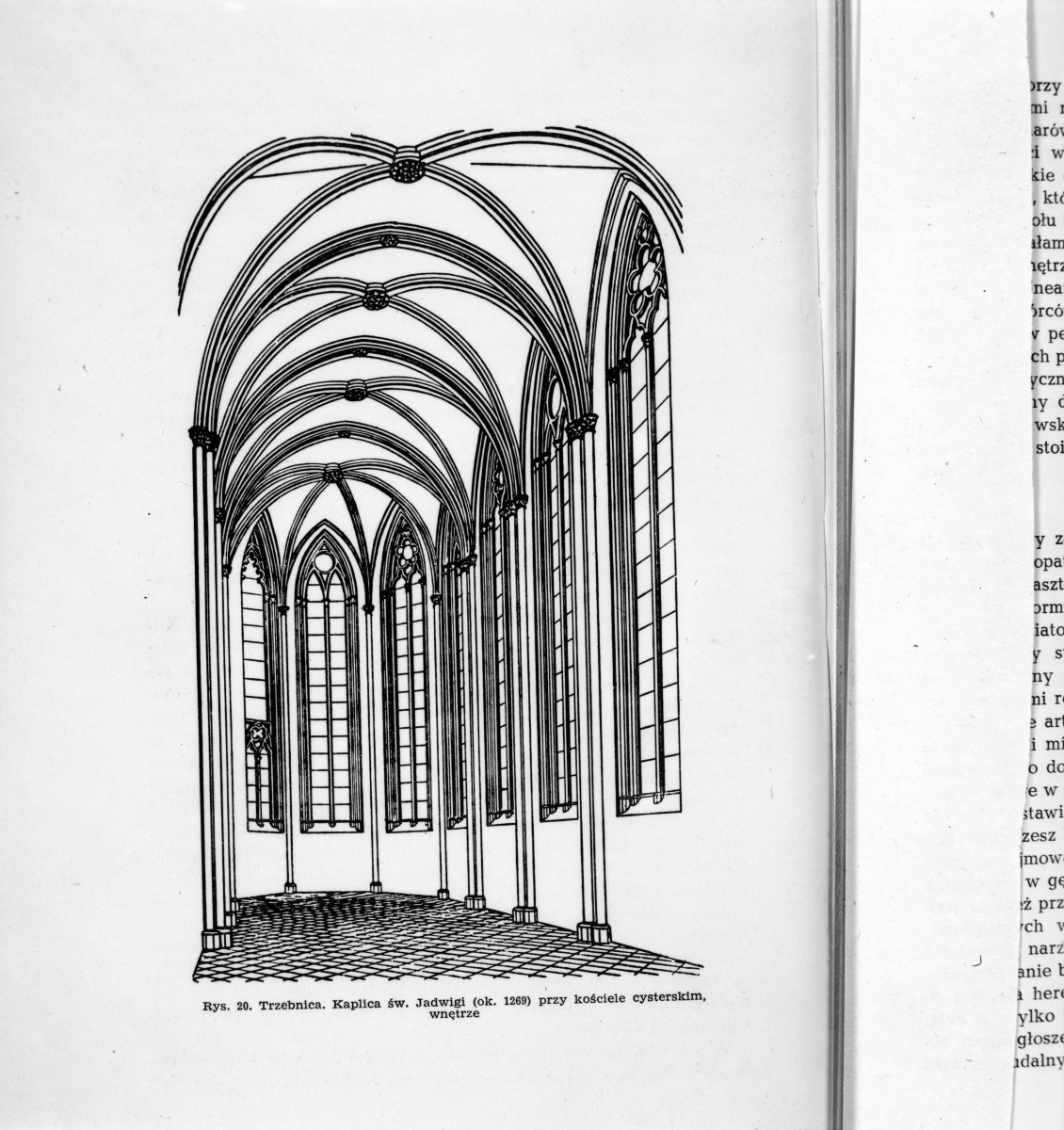 żródło: A. Miłobędzki, Zarys dziejów architektury w Polsce, W.P. 1968 - kościół Cysterski, kaplica Św. Jadwigi - wnętrze, skan 1