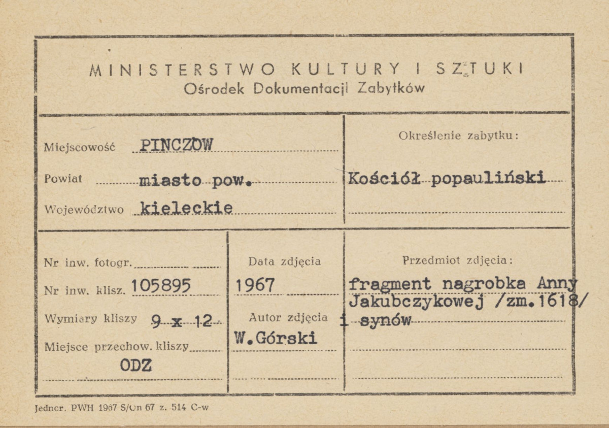 Kościół parafialny - wnętrze, nagrobek Anny Jakubczykowej - fragment - metryczka, skan 1