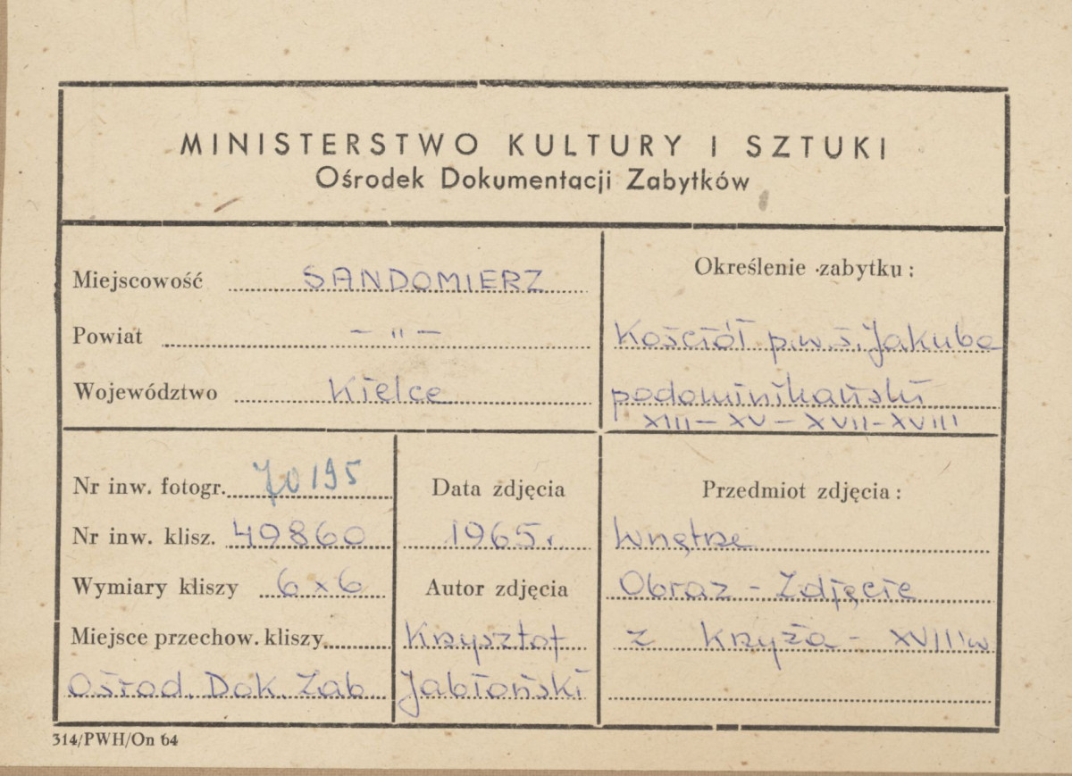  Zespół klasztorny Dominikanów - kościół , obraz Zdjęcie z krzyża - metryczka, skan 1