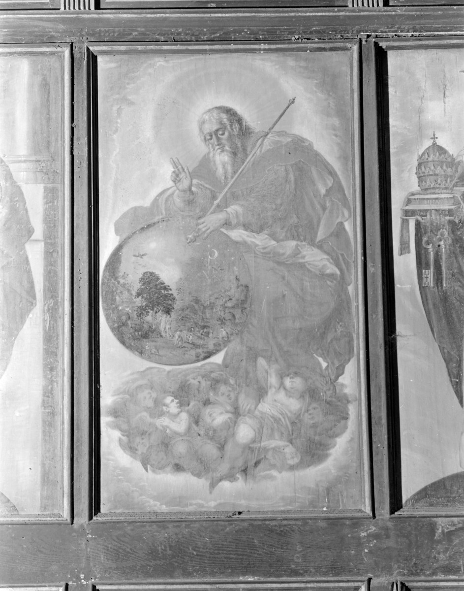 Bazylika katedralna Wniebowzięcia NMP - wnętrze: malowidło na odwrocie stalli w prezbiterium "Ecclesia", skan 1