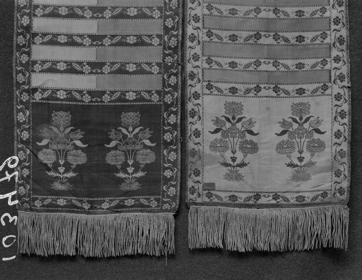 kościół pw. Wniebowzięcia Najświętszej Maryi Panny i św. Zygmunta - Muzeum Diecezjalne - zbiory - pas kontuszowy N 49 - fragment, skan 1