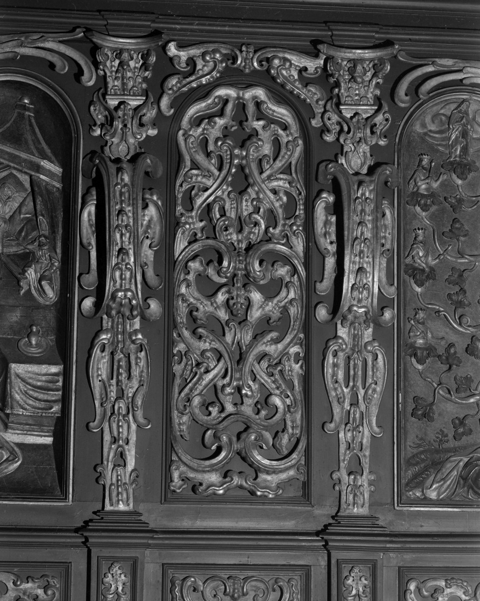 Kościół Mariacki pw. Wniebowzięcia Najświętszej Marii Panny - stalle w prezbiterium (ok. 1635), F. Möller, skan 1