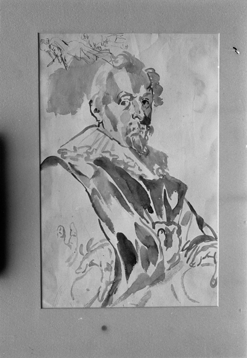 Muzeum Śląskie we Wrocławiu, obraz Michałowski Piotr - "Popiersie Hiszpana", 283x185 mm, skan 1