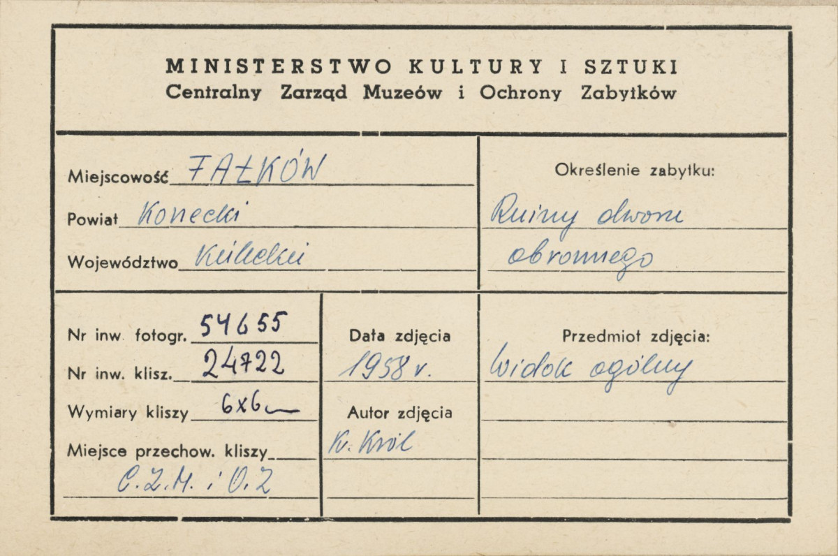 Ruiny zamku - fragment - metryczka, skan 1